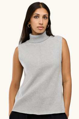 Camiseta sin mangas de cuello vuelto - de canalé