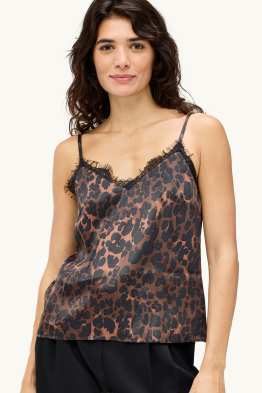 Top cropped de setí - estampat de lleopard