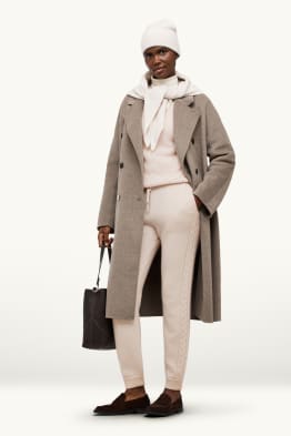 Knitted joggers with cashmere content - wool blend