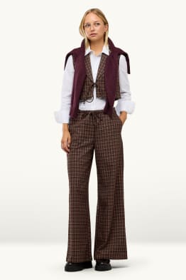 Stoffhose - Mid Waist - Wide Leg - kariert