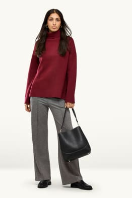 Jersey broek - mid waist - wide leg