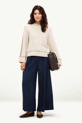 Pantalon en toile - high waist - wide leg