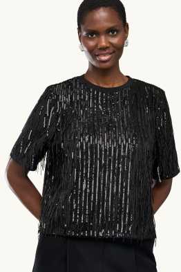 Blouse van chiffon, met pailletten