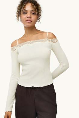 Langarmshirt - Slim Fit - gerippt