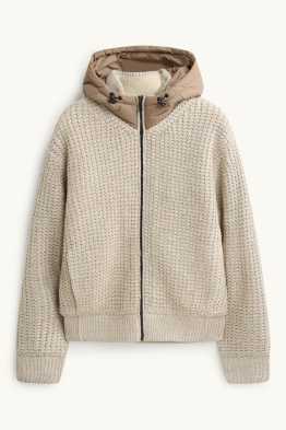 Cardigan tricotat cu glugă
