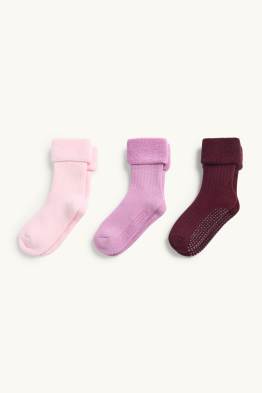 Multipack 3er - Noppensocken - gerippt