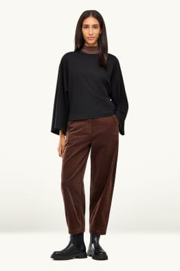 Pantaloni in velluto a coste - vita alta - barrel leg - LYCRA ®