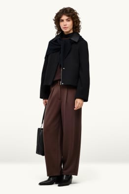 Jersey trousers - mid-rise waist - barrel leg