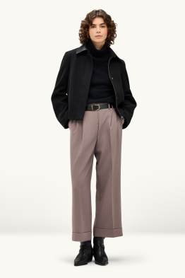Pantaloni di stoffa con cintura - vita alta - gamba ampia