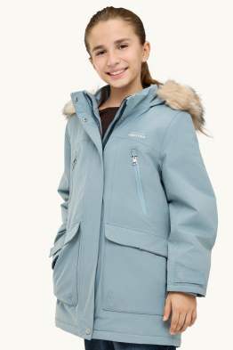 Regenjacke mit Kapuze und Kunstfellkragen - wasserdicht