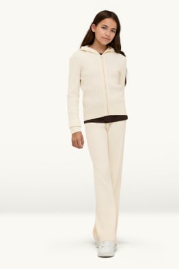 Set - cardigan and cloth trousers - 2 piece - cable knit pattern