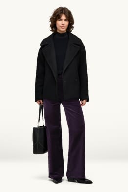 Samt-Hose - High Waist - Wide Leg