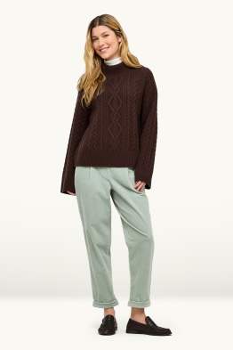 Pantalon en velours côtelé - high waist - tapered fit - LYCRA®