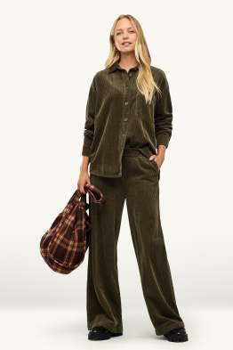 Pantalon de velours côtelé - mid waist - jambes larges