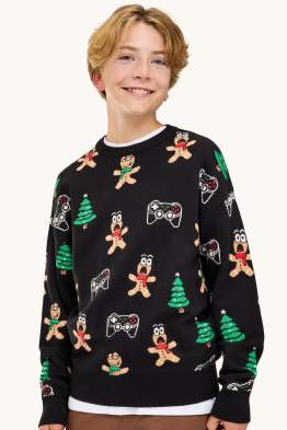 Omino di pan di zenzero e abete - maglione natalizio