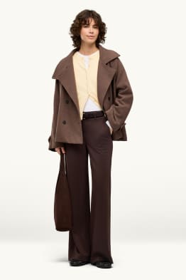Pantaloni de stofă - talie înaltă - wide leg - structurați