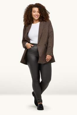 Plátěné kalhoty - mid waist - skinny fit - imitace kůže