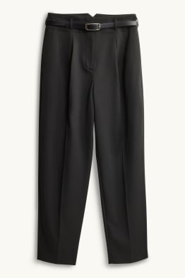 Pantalón de tela con cinturón - high waist - tapered fit