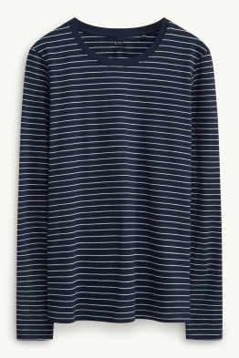 Tricou cu mânecă lungă - slim fit - cu dungi