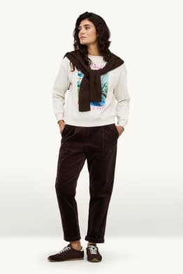 Pantalons de pana - high waist - tapered fit - LYCRA®