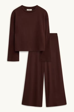 Set - long sleeve top and leggings - ribbed - 2 piece