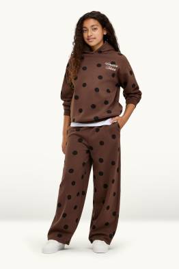 Set - felpa con cappuccio e pantaloni sportivi - 2 pezzi - a pois
