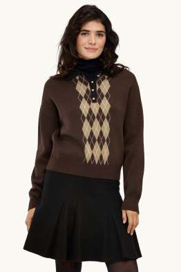 Strickkleid - kariert - 2-in-1-Look