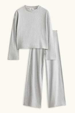 Set - Langarmshirt und Jogginghose - gerippt - 2 teilig