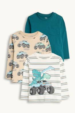 Multipack 3er - Dino und Monstertruck - Langarmshirt