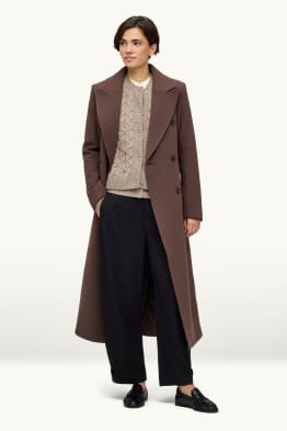 Business trousers - low-rise waist - relaxed fit - pinstripes