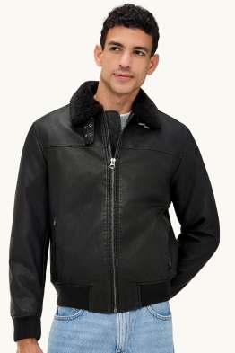 Veste avec garniture en imitation fourrure - doublé - matière synthétique