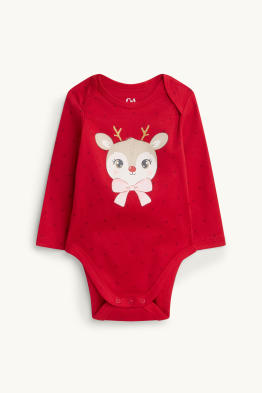 Rentier - Baby-Weihnachts-Body - Glanz-Effekt