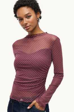 Maglia a maniche lunghe - tulle - a pois