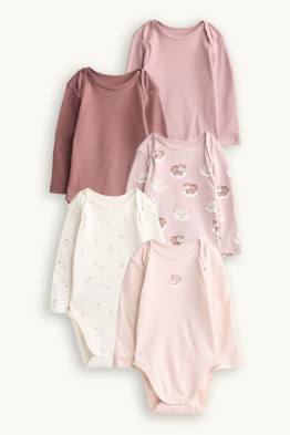 Multipack 5er - Häschen und Kätzchen - Baby-Body