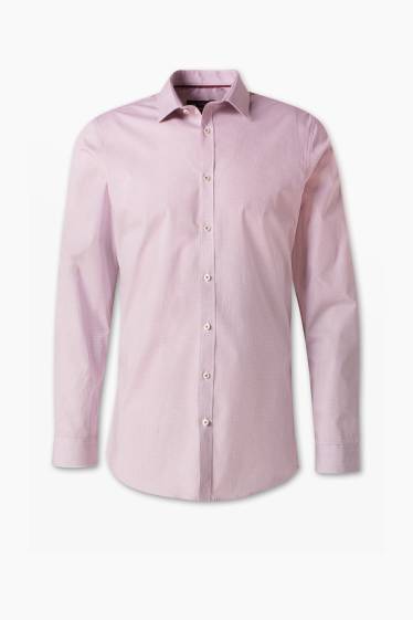 Hommes - Chemise de bureau - Body Fit - col Kent - rose pâle-chiné
