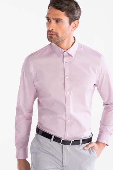 Hommes - Chemise de bureau - Body Fit - col Kent - rose pâle-chiné