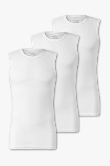 Heren - Set van 3 - tanktop - fijnrib - wit
