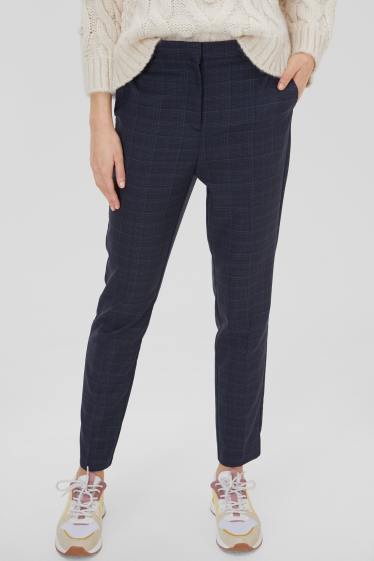 Damen - Hose - kariert - dunkelblau
