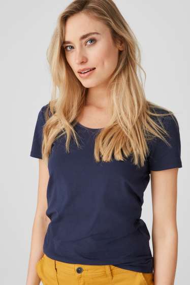 Damen - Basic-T-Shirt - dunkelblau