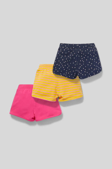 Enfants filles - Lot de 3 - short en molleton - bleu  / or