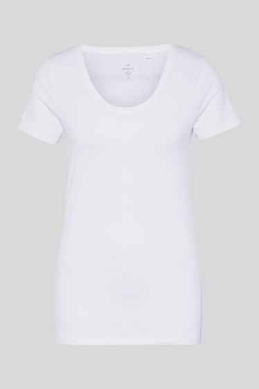 Damen - Basic-T-Shirt - weiss