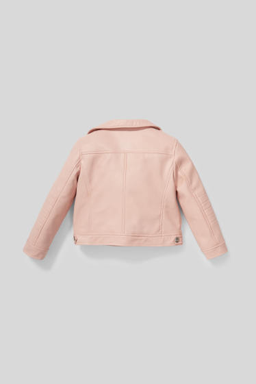 Children Girls - Biker jacket - faux leather - rose