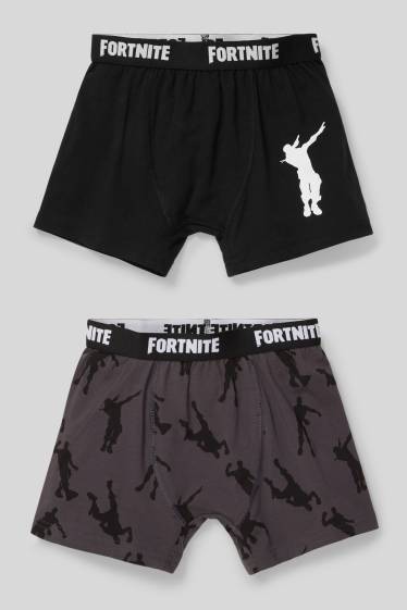 Kinderen: jongens - Set van 2 - Fortnite - boxershorts - zwart / grijs