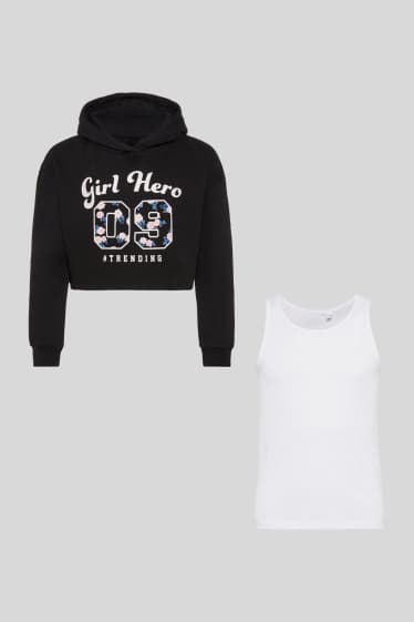 Kinder Mädchen - Set - Sweatshirt und Top - 2 teilig - dunkelblau