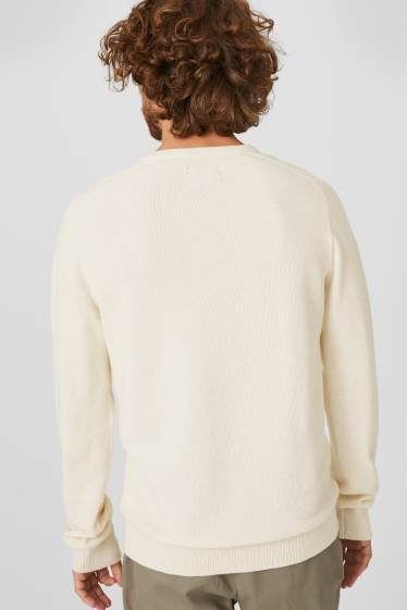 Pánské - Svetr s kašmírem - krémové barvy