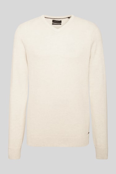Pánské - Svetr s kašmírem - krémové barvy