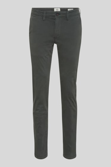Mężczyźni - Spodnie chino - Slim Fit - bawełna bio - ciemnozielony