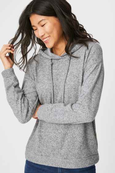 Damen - Kapuzenpullover - hellgrau-melange