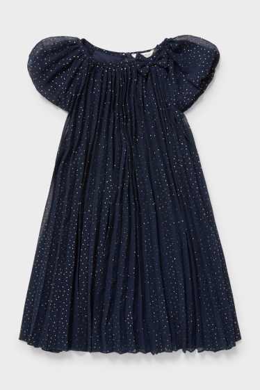 Kinder Mädchen - Kleid - Glanz-Effekt - dunkelblau
