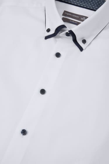 Heren - Business-overhemd - Slim Fit - button-down - zuiver wit